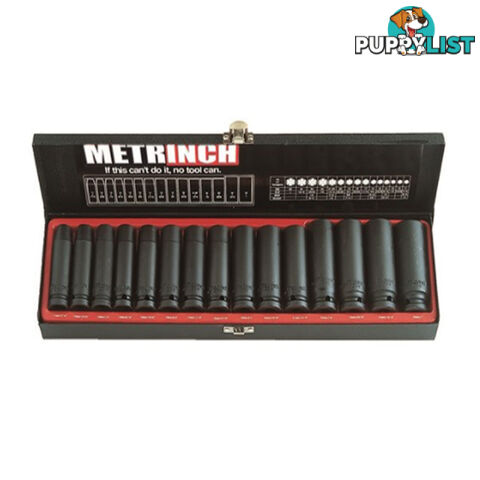 Metrinch 15 Piece 1/2 " Deep Wall Impact Socket Set + Bonus MET-0107 SKU - MBP001