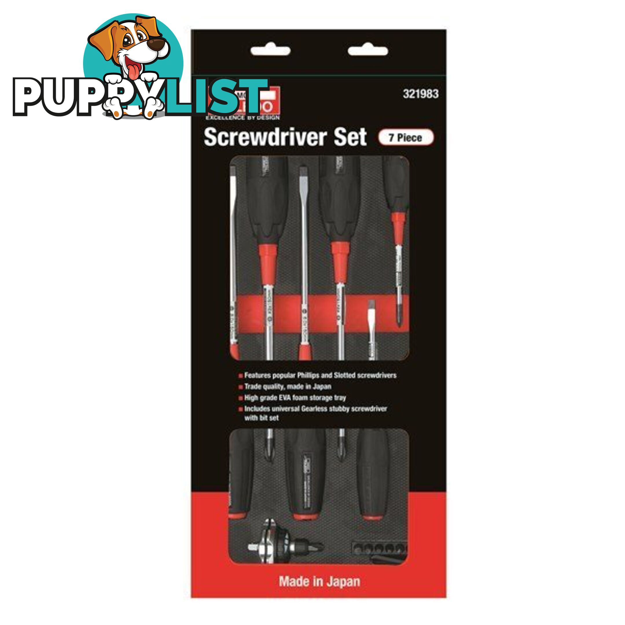 Toledo Screwdriver Set 7 Pc 3 x Phillips 3 x Slotted 1 x Gearless SKU - 321983