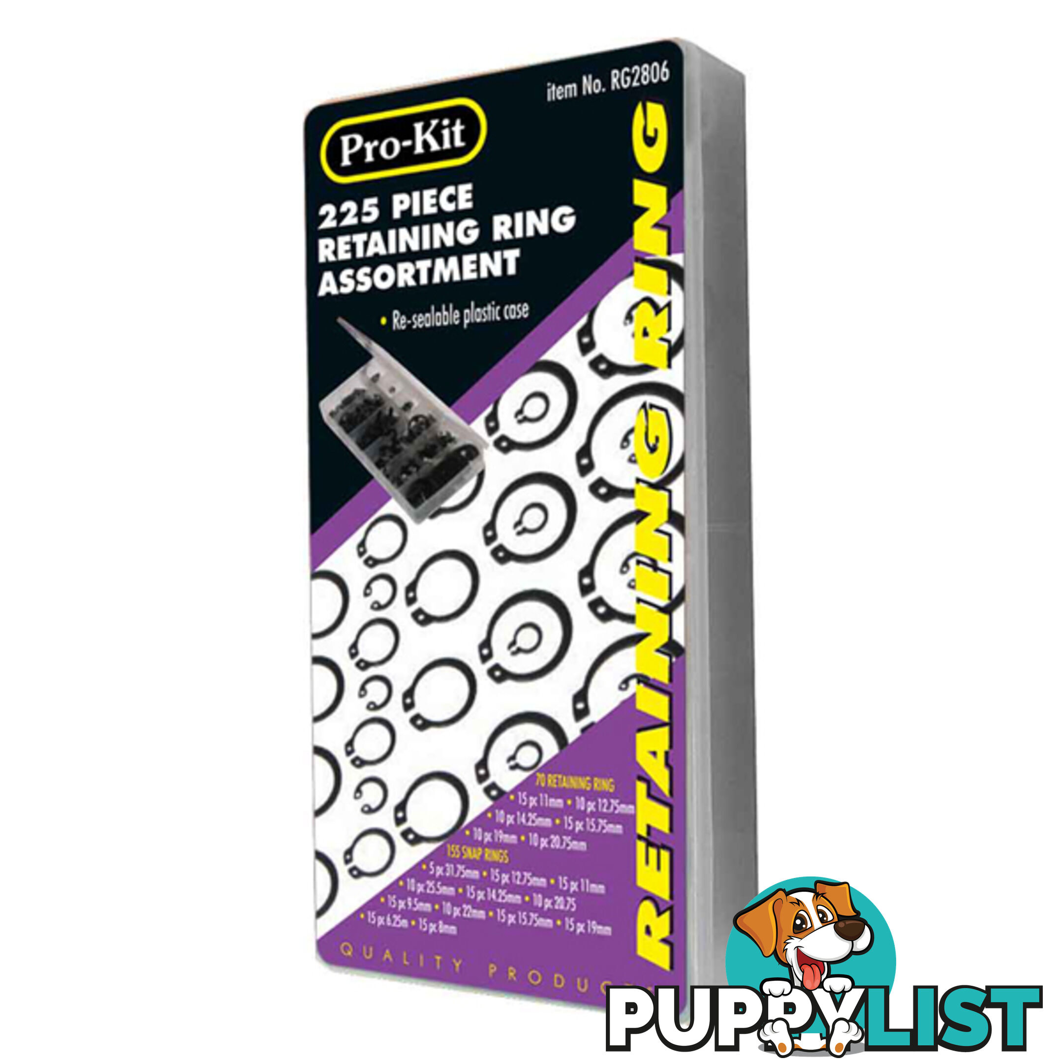 225pc Retaining Ring Assortment Kit SKU - RG2806