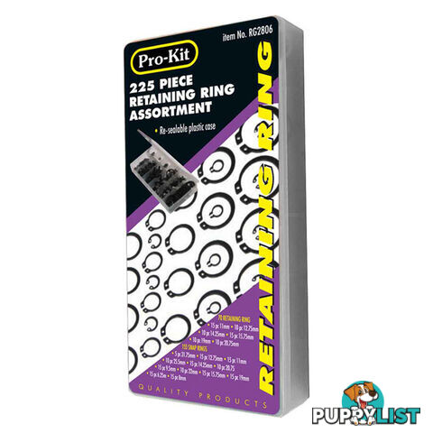 225pc Retaining Ring Assortment Kit SKU - RG2806