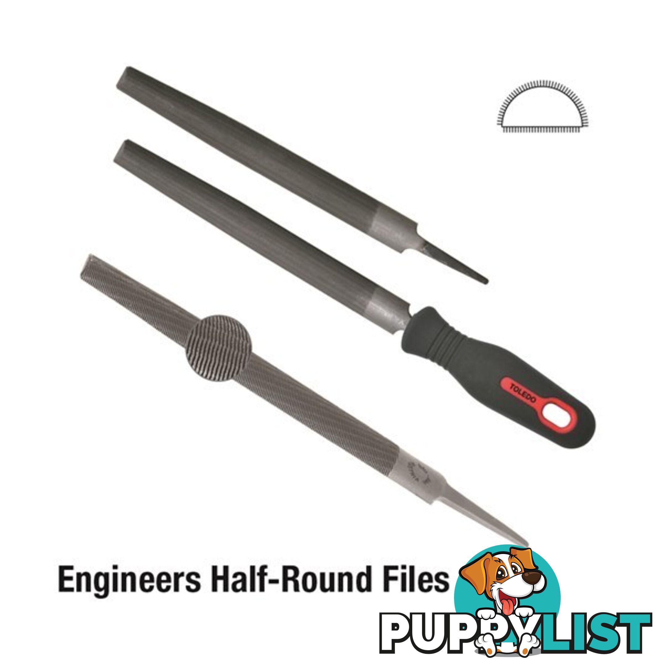 Toledo Half Round File Bastard  - 150mm SKU - 06HR01CD