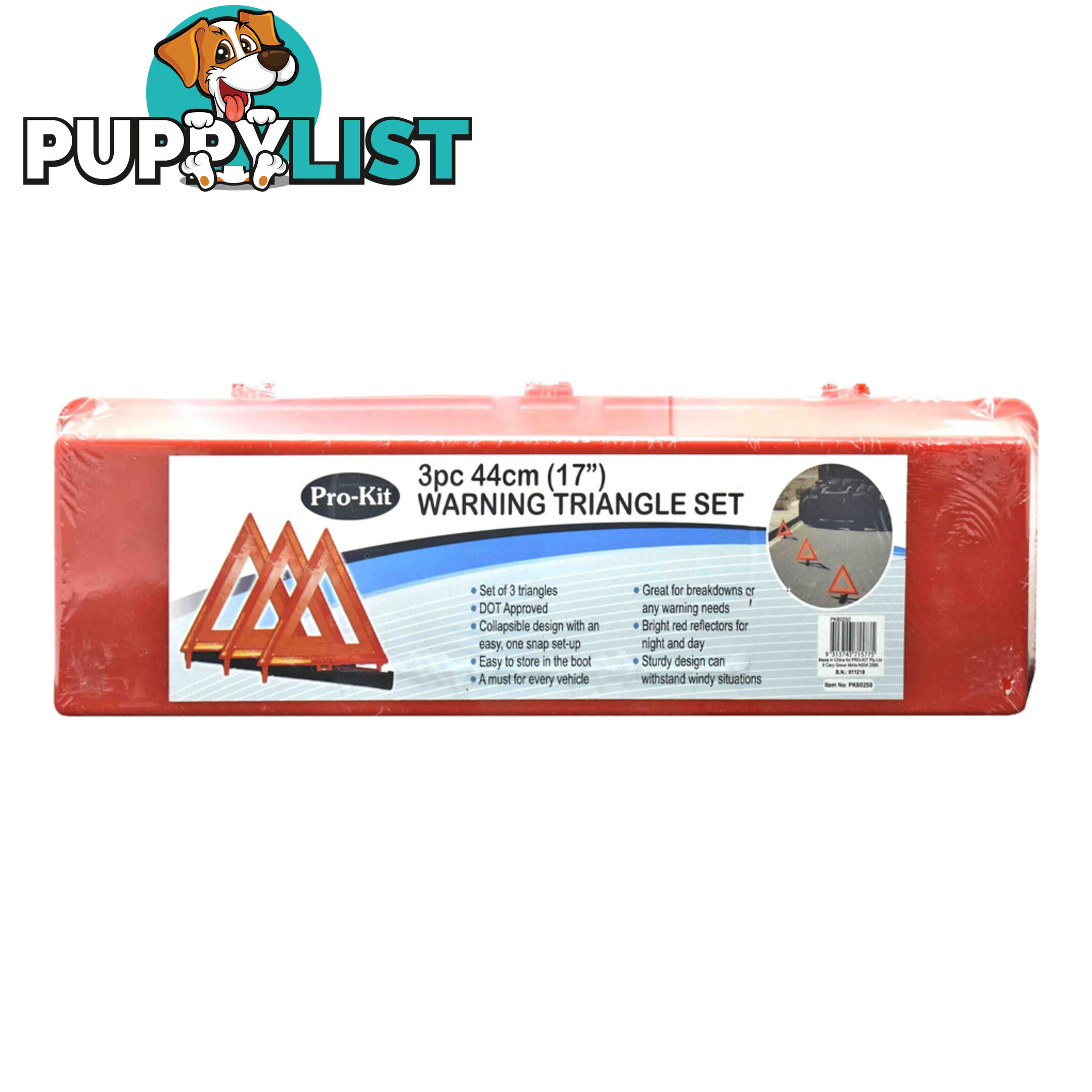 PK Tools Warning Triangle 3pc Set 44cm (17 ") SKU - PK80250