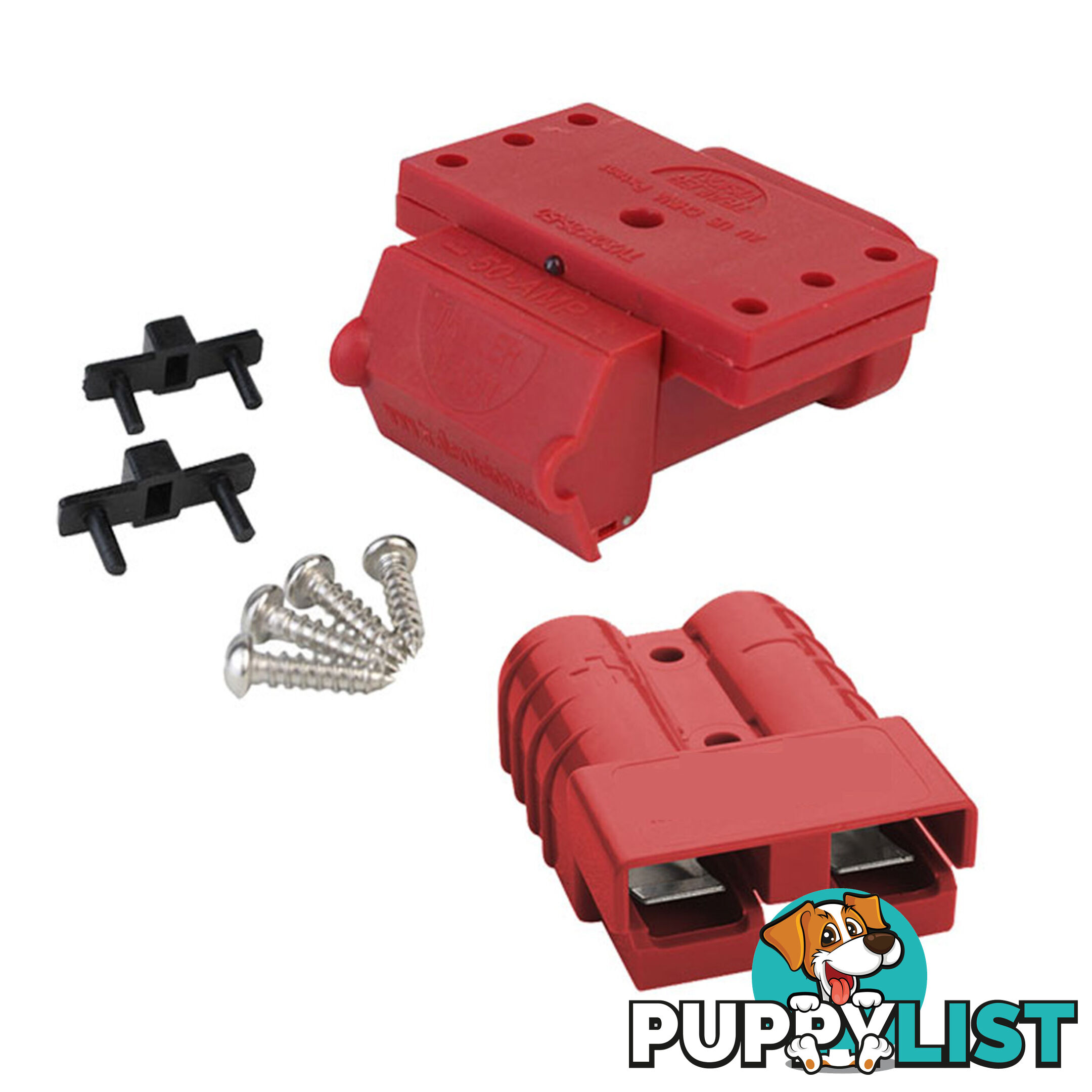 Red 50A Anderson Plug Mounting Kit with LED and Red Anderson Style Plug SKU - TV-201426-50RCombo