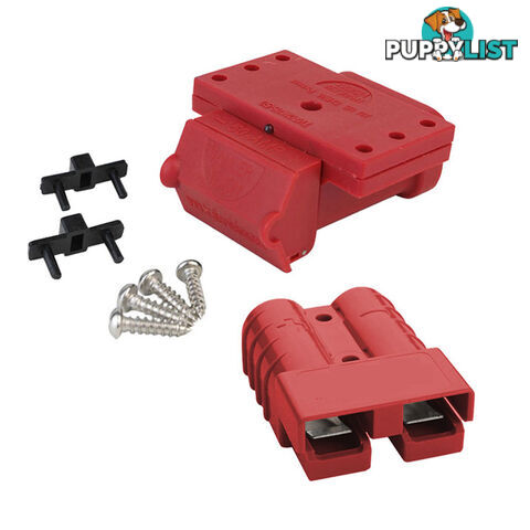 Red 50A Anderson Plug Mounting Kit with LED and Red Anderson Style Plug SKU - TV-201426-50RCombo