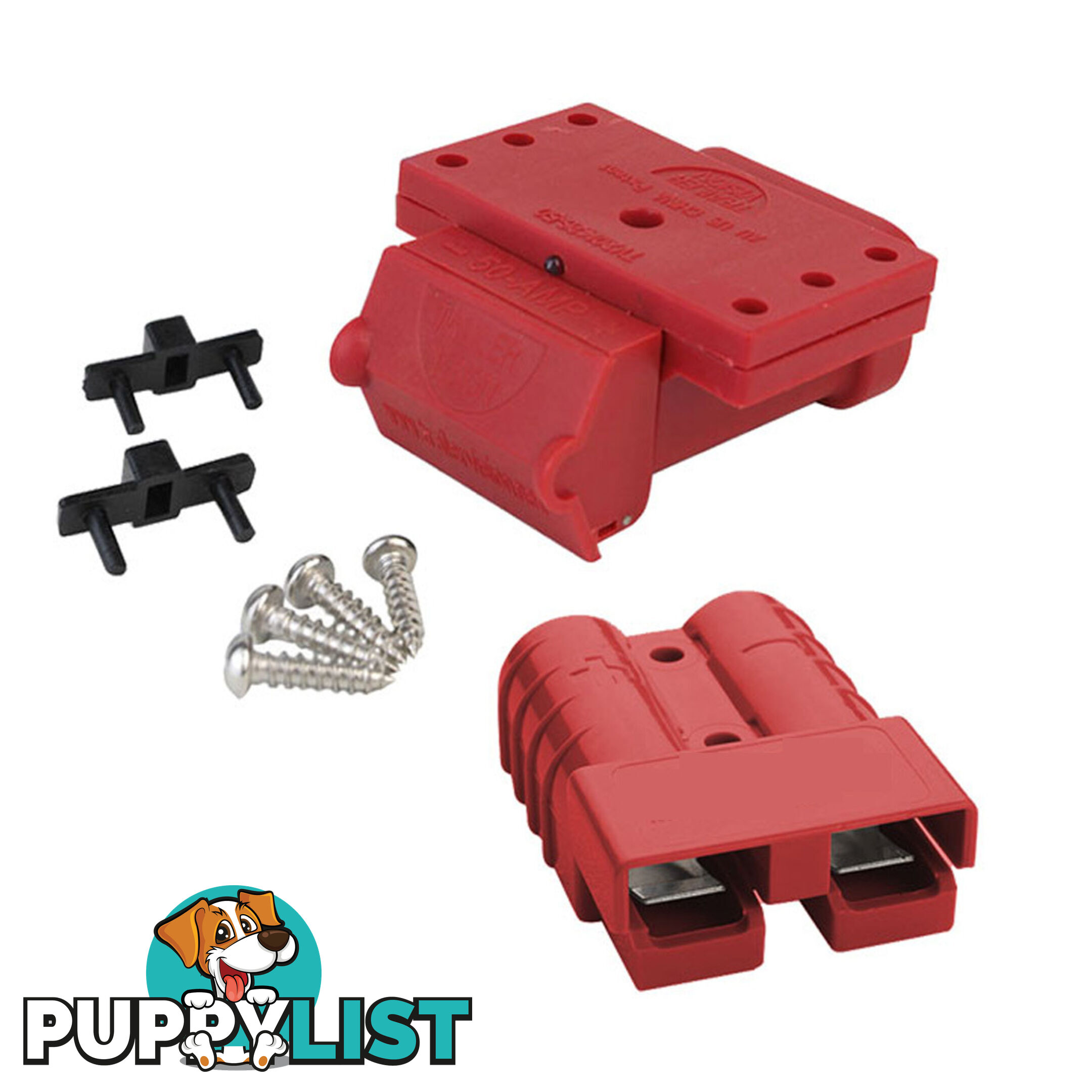 Red 50A Anderson Plug Mounting Kit with LED and Red Anderson Style Plug SKU - TV-201426-50RCombo