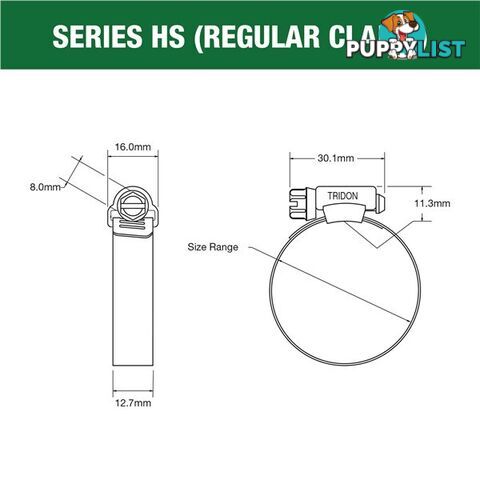 Tridon Part S. Steel Hose Clamps 181mm â 225mm Perforated Band 10pk SKU - HS136