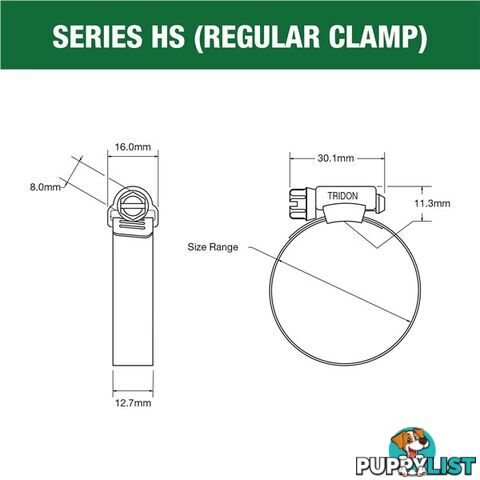 Tridon Part S. Steel Hose Clamps 260mm â 311mm Perforated Band SKU - HS188