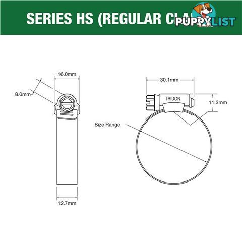 Tridon Part S. Steel Hose Clamps 260mm â 311mm Perforated Band SKU - HS188