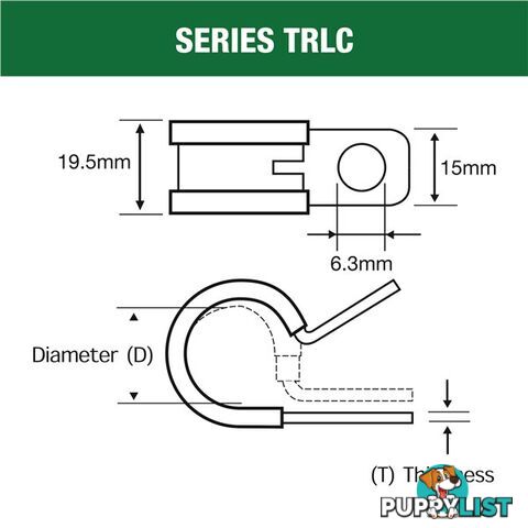 Tridon Rubber Lined Hose Clamp 19mm Zinc Plated 10 pk SKU - TRLC19P