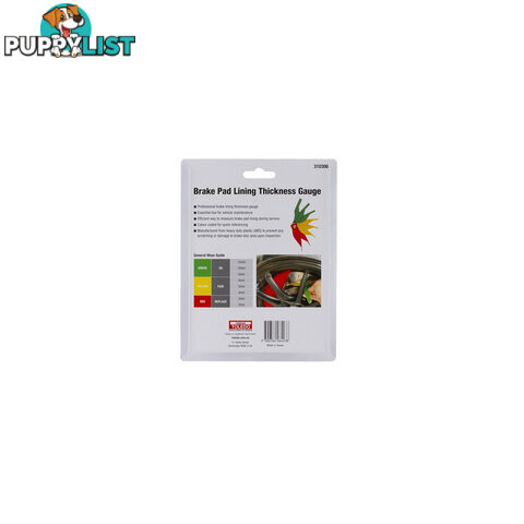 Toledo Brake Pad Lining Thickness Gauge Colour Coded G/Y/R SKU - 310306