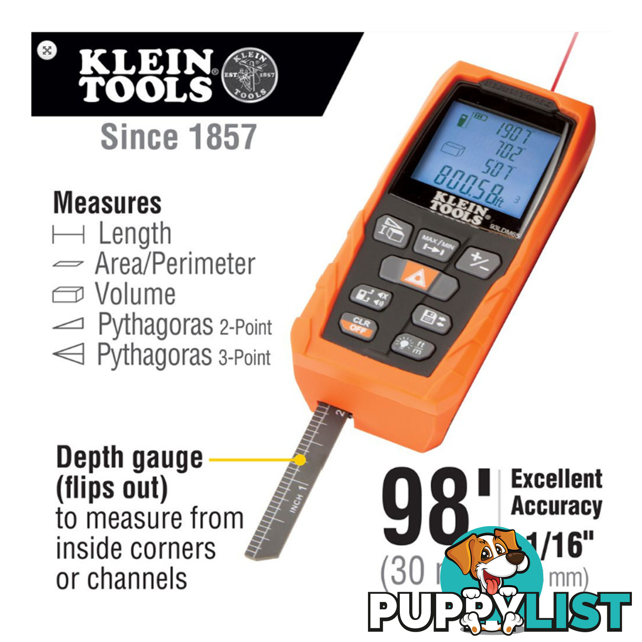 Klein Laser Distance Measurer 30m Large Display SKU - 93LDM65