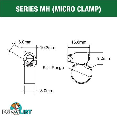 Tridon Part S. Steel Hose Clamp 33mm â 51mm Micro Perforated Band 10pk SKU - MH024P