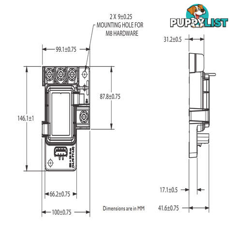 Power Distribution Module 3 x Midi, 4 x Auto Fuse Max: 350a, 32v SKU - 880073