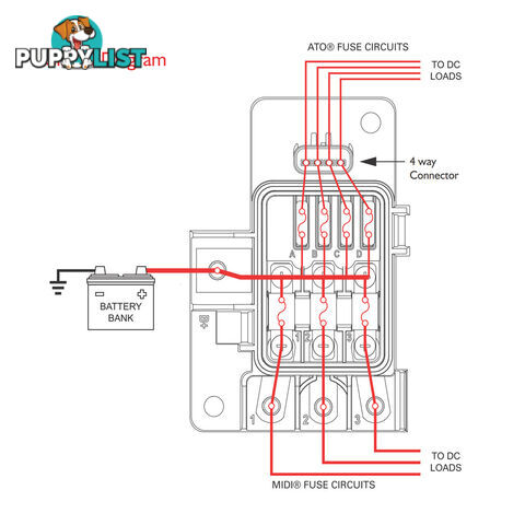 Power Distribution Module 3 x Midi, 4 x Auto Fuse Max: 350a, 32v SKU - 880073