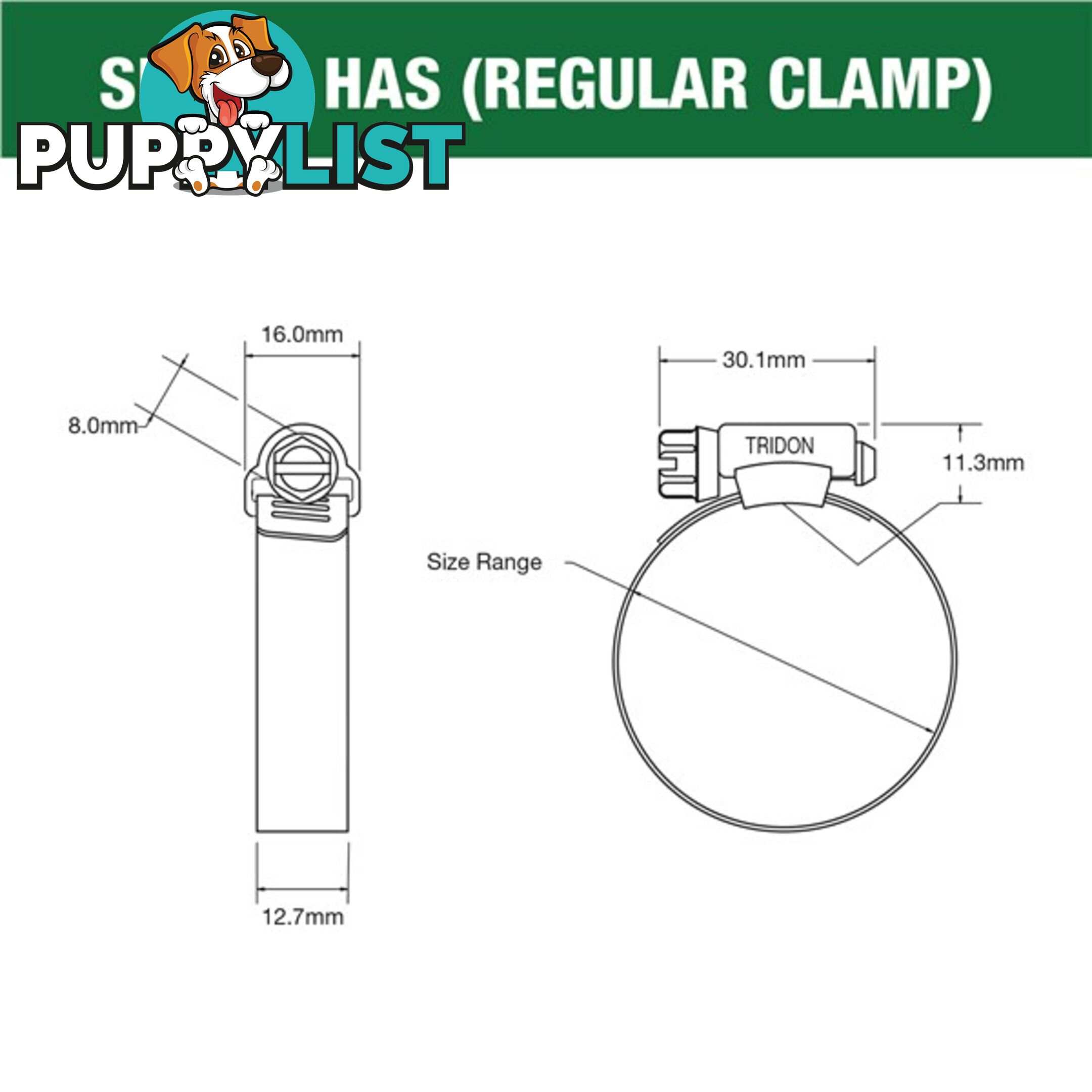 Tridon Full S. Steel Hose Clamps13mm â 25mm Perforated Band 10pk SKU - HAS008P