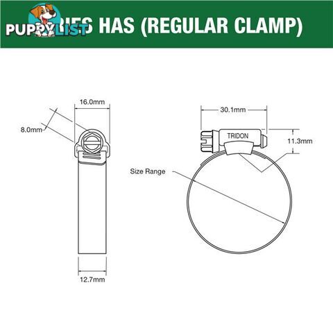 Tridon Full S. Steel Hose Clamps13mm â 25mm Perforated Band 10pk SKU - HAS008P