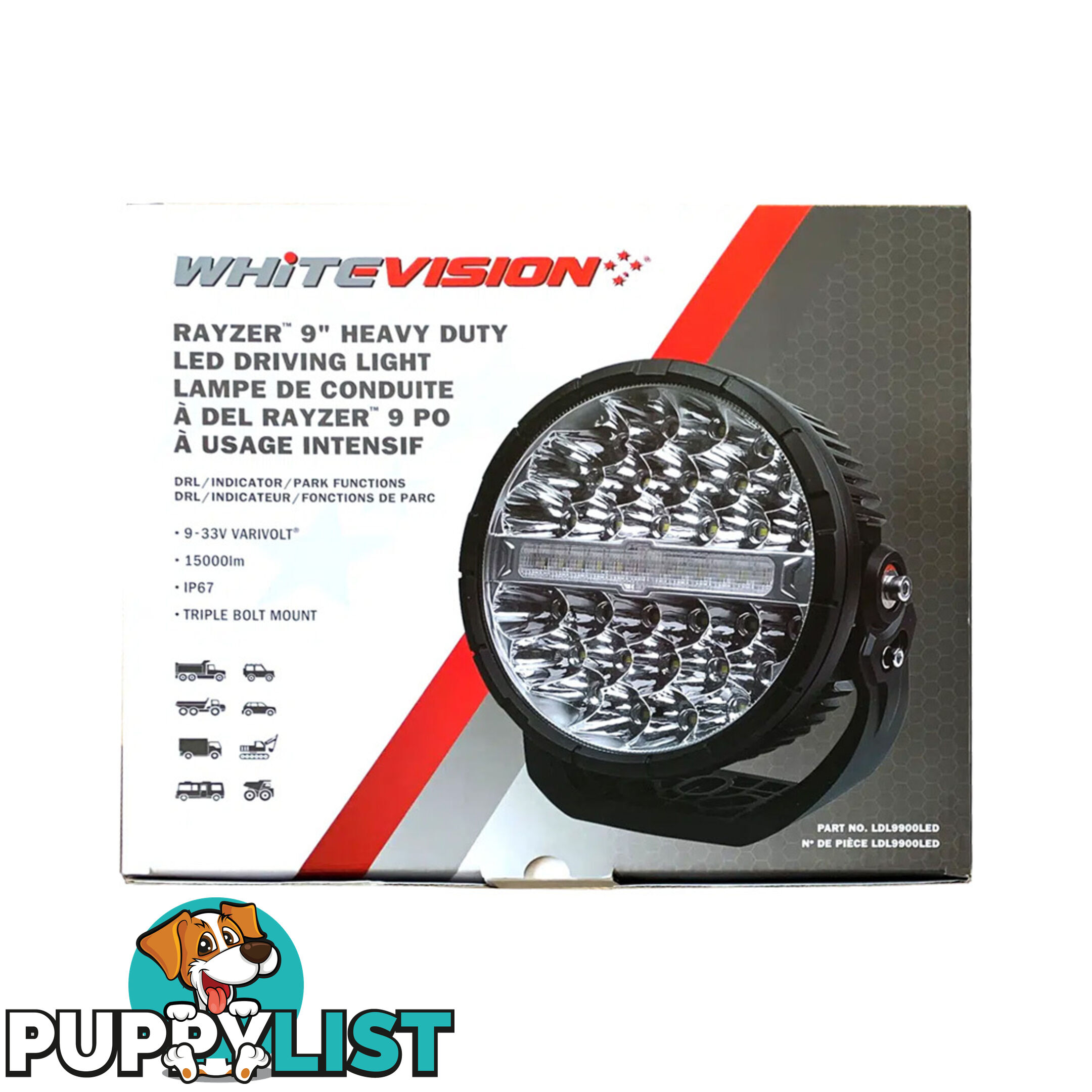 WhiteVision 7 " or 9 " HD LED Driving Lights w/ Park Function   DRL SKU - LDL9700, LDL9900