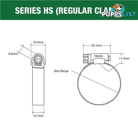 Tridon Part S. Steel Hose Clamps 11mm â 22mm Perforated Band 10pk SKU - HS006P