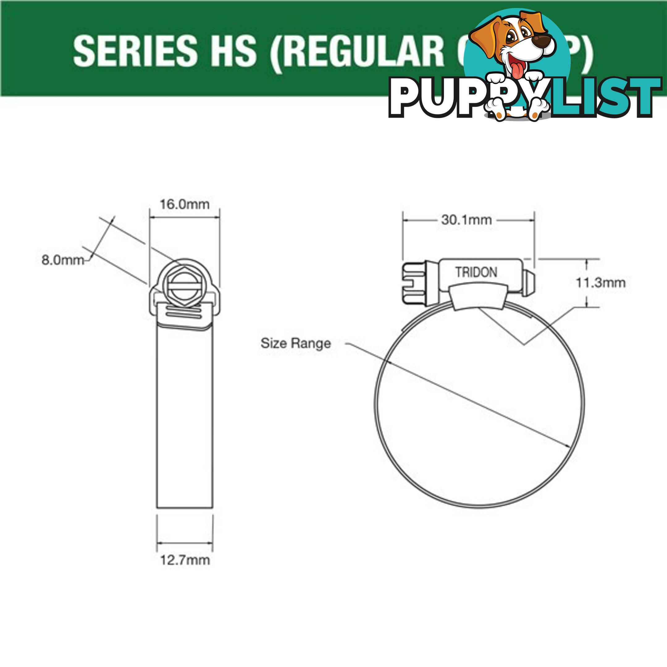 Tridon Part S. Steel Hose Clamps 206mm â 251mm Perforated Band 10pk SKU - HS152