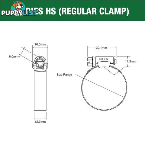 Tridon Part S. Steel Hose Clamps 206mm â 251mm Perforated Band 10pk SKU - HS152