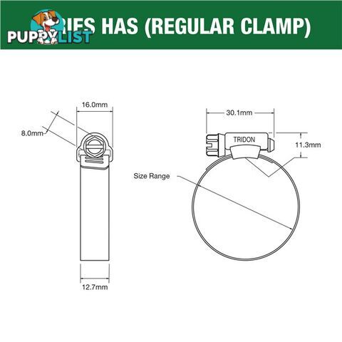 Tridon Full S. Steel Hose Clamps 21mm â 44mm Perforated Band 10pk SKU - HAS020P