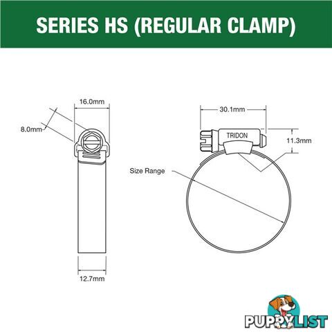 Tridon Part S. Steel Hose Clamps 175mm â 217mm Perforated Band 10pk SKU - HS128