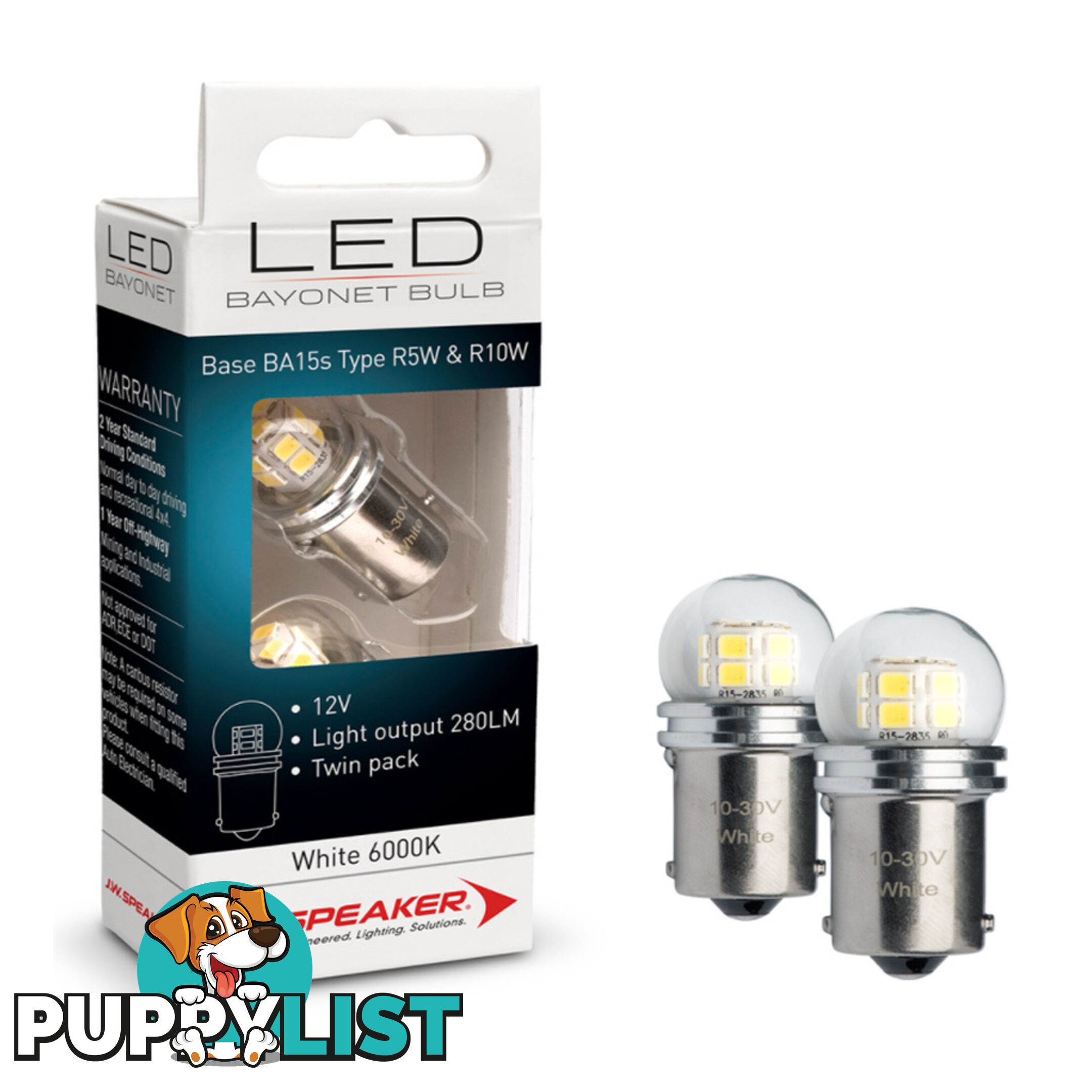 JW Speaker LED Bulb 12/24v Bayonet Base White Light Twin Pack SKU - 990145