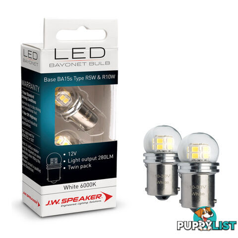 JW Speaker LED Bulb 12/24v Bayonet Base White Light Twin Pack SKU - 990145