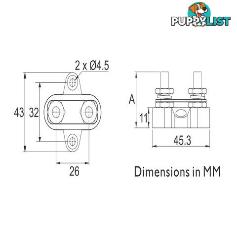 Prolec Double Stud Type Junction Block  M6, M8 with 80a Bussbar