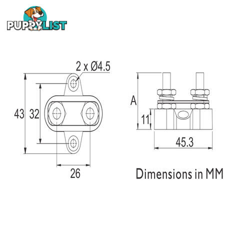 Prolec Double Stud Type Junction Block  M6, M8 with 80a Bussbar