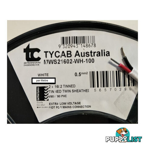 Tycab 2mm Tinned Marine Wire (0.5mm2) 7amp White Sheath SKU - MWS21602