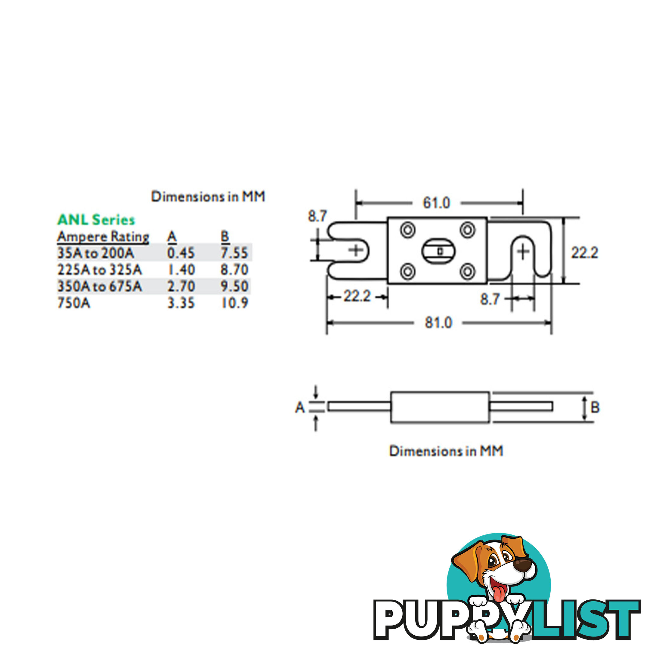 Bussman ANL Fuse 250 amp Made in Mexico SKU - ANL250