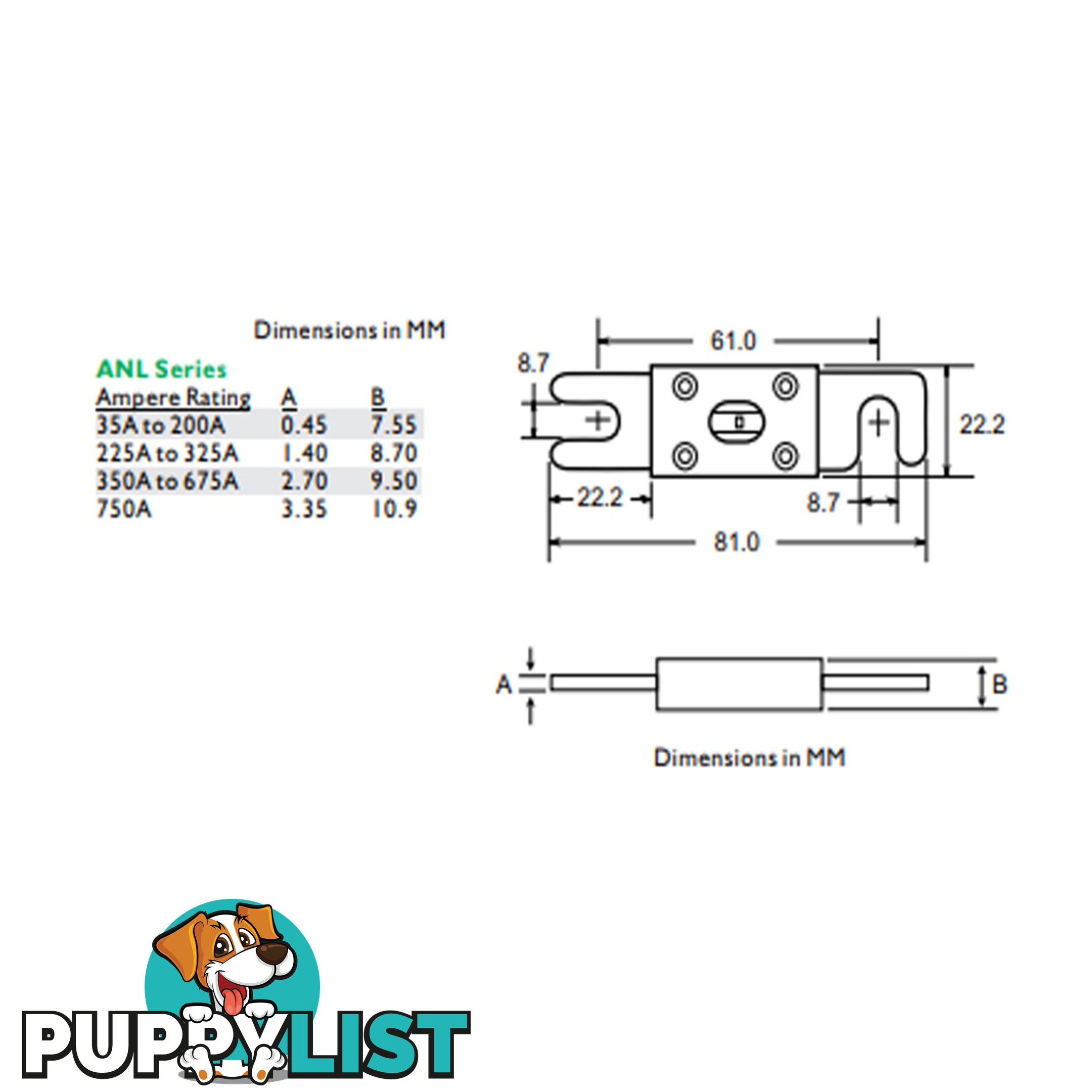 Bussman ANL Fuse 250 amp Made in Mexico SKU - ANL250