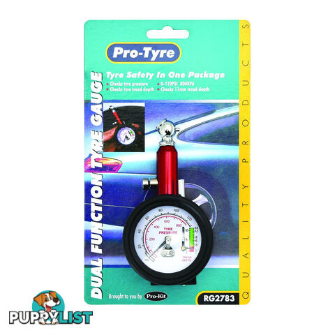 Pro-Tyre Tyre Gauge with Tread Depth  Gauge 120psi SKU - RG2783