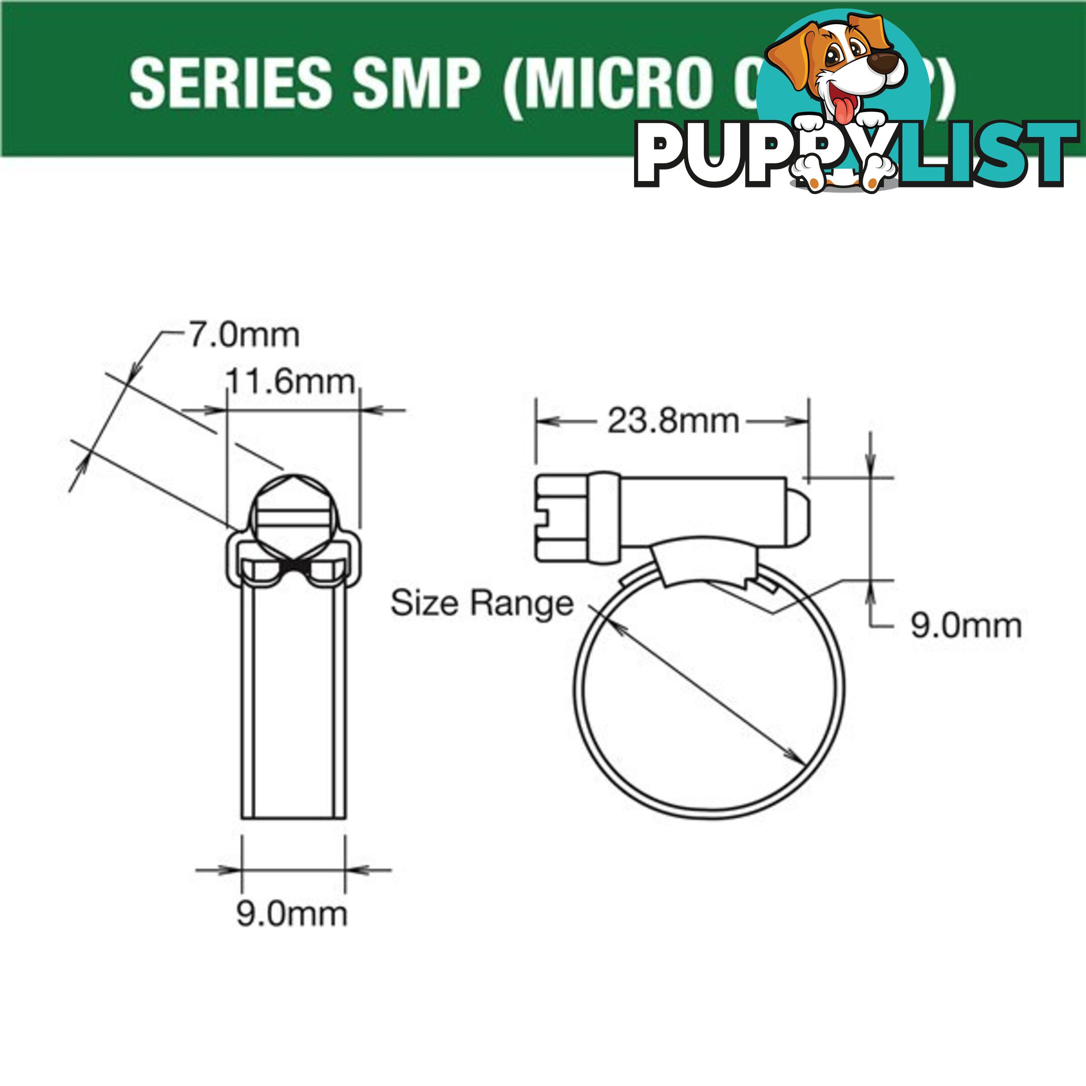 Tridon Hose Clamp 16 -27mm Solid Micro Band Collared (8mm wide) Full S. Steel 10pk SKU - SMPC0P