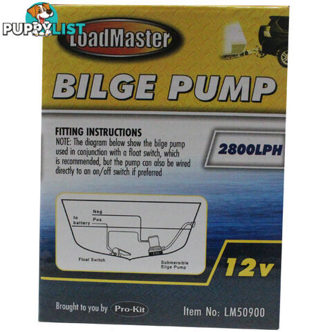 PK Tools Bilge Pump 2800LPH 12V Submersible SKU - LM50900