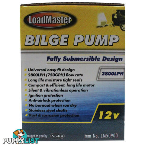 PK Tools Bilge Pump 2800LPH 12V Submersible SKU - LM50900