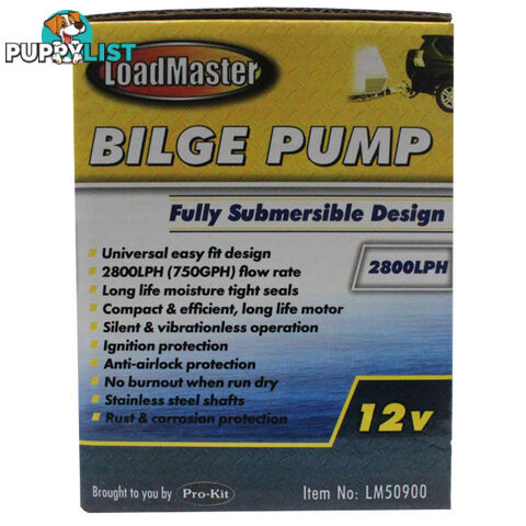 PK Tools Bilge Pump 2800LPH 12V Submersible SKU - LM50900