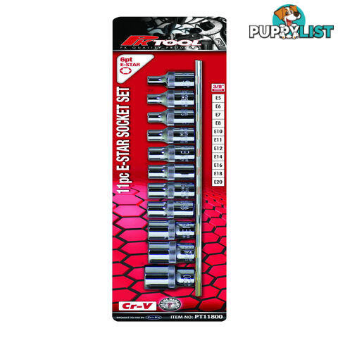 PK Tools 3/8 "dr E-Star Torx Socket 6PT 11pc Set SKU - PT11800