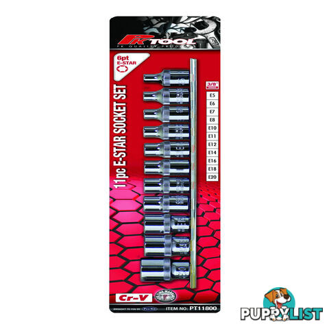 PK Tools 3/8 "dr E-Star Torx Socket 6PT 11pc Set SKU - PT11800