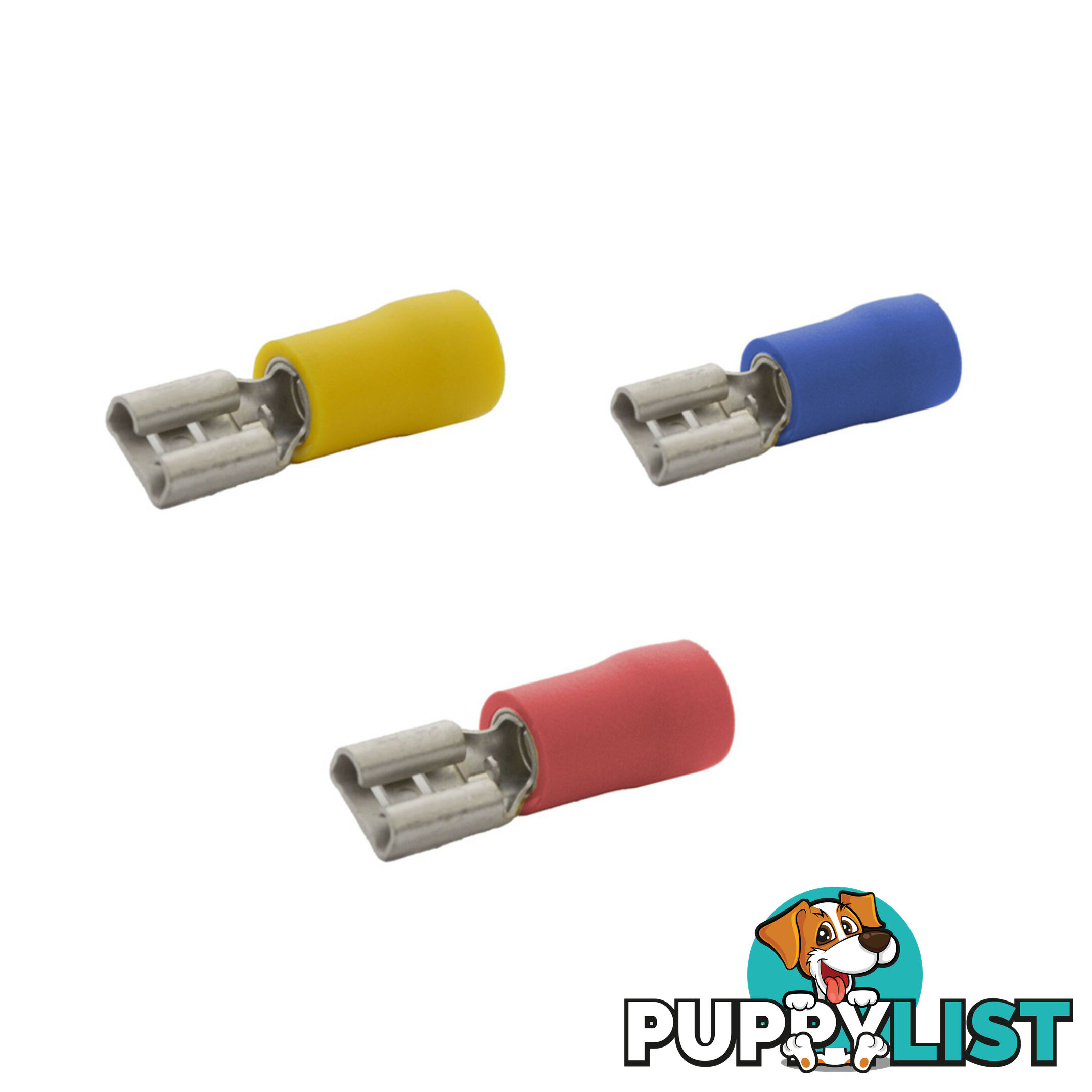 Blue Bar Red/Blue/Yellow Insulated 2.8-9.4mm Female Spade Terminal Pack of 10 SKU - DC-13851, DC-13853, DC-13854, DC-13855, DC-13856, DC-13857