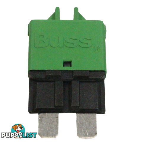 BUSSMANN 30AMP 12-24V Resettable Blade Fuse Circuit Breaker Manual Reset SKU - 10364