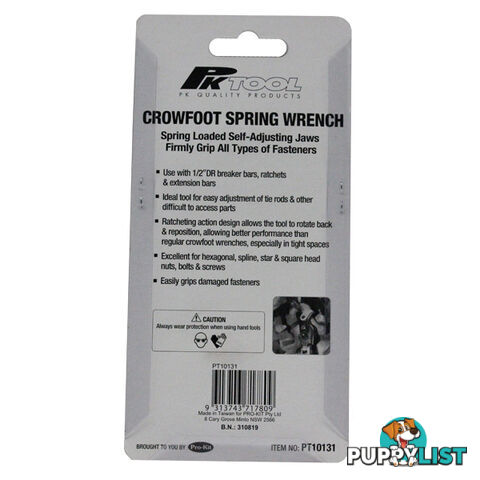 Crowfoot Spring Wrench 1/2 "dr  14.3mm  - 31.75mm SKU - PT10131