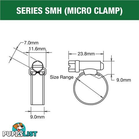 Tridon Regular Hose Clamp 21mm â 44mm Solid Band Part Stainless 10pk SKU - SHS020P