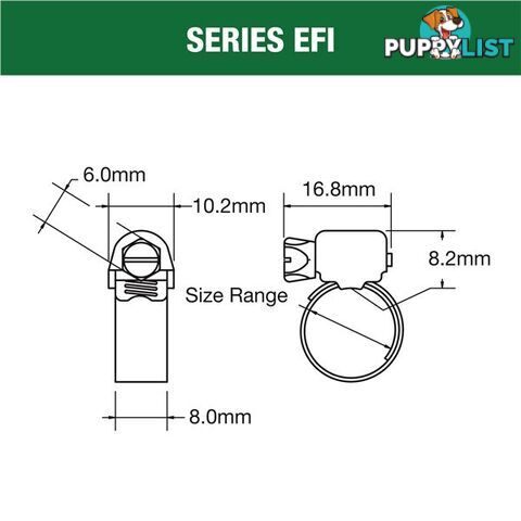 Tridon Extended Tang Micro Hose Clamp Pack 9mm  - 17mm 20pk SKU - EFI005-20