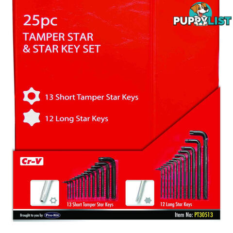 PK Tools Short Tamper Star and Long Star Key 25pc Set SKU - PT30513