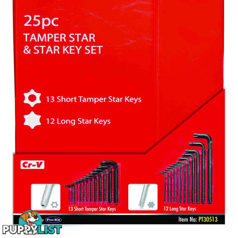 PK Tools Short Tamper Star and Long Star Key 25pc Set SKU - PT30513