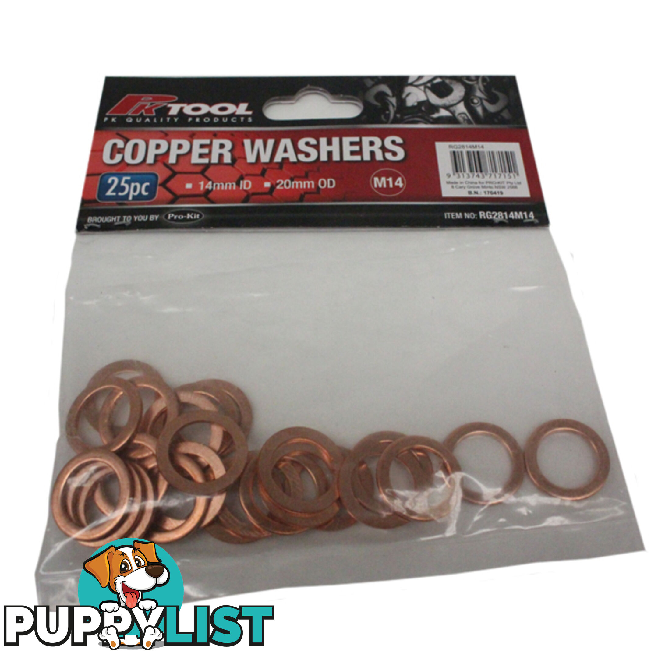 Copper Washers 14mm ID  - 20mm OD 25pc pack SKU - RG2814M14