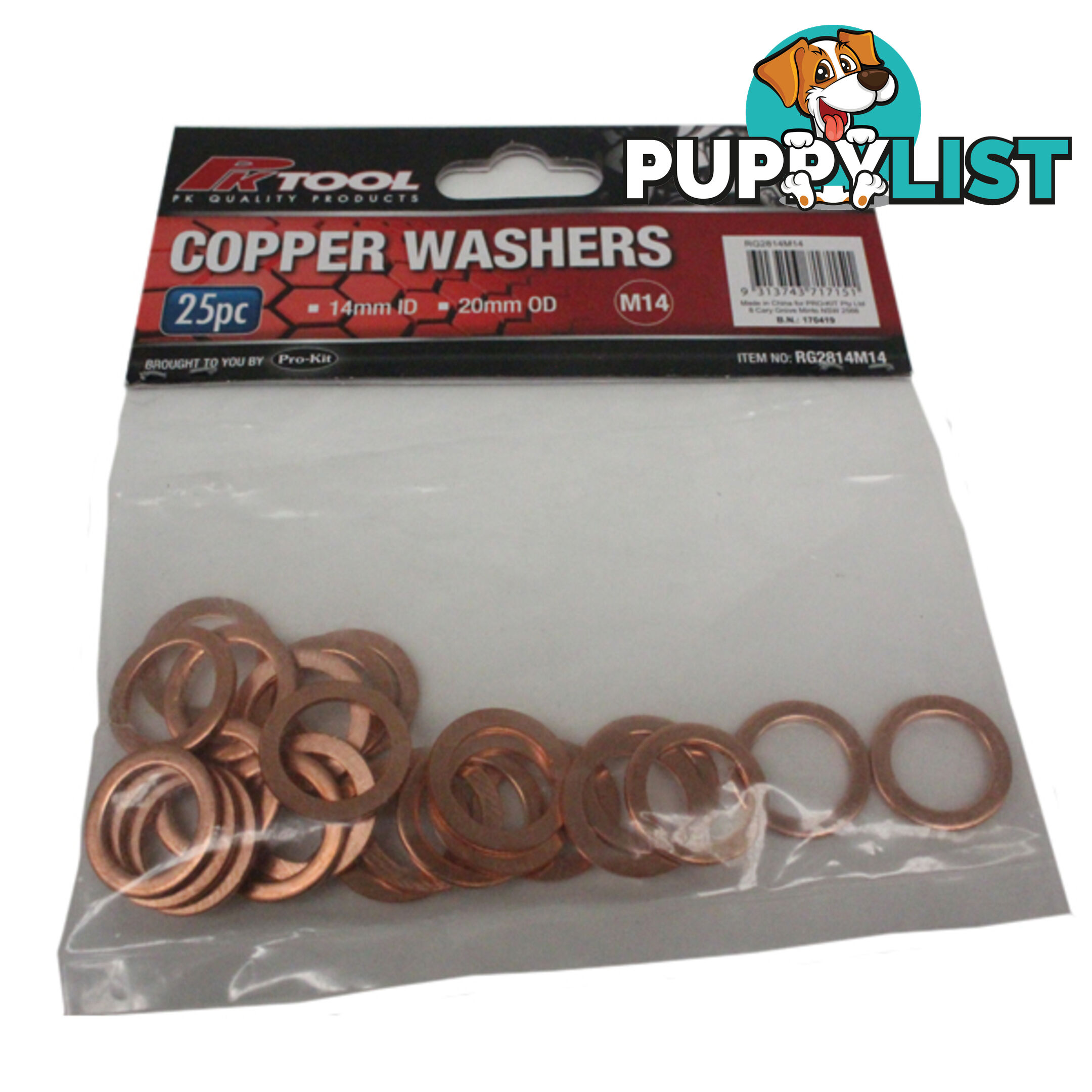 Copper Washers 14mm ID  - 20mm OD 25pc pack SKU - RG2814M14