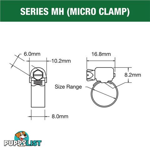 Tridon Part S. Steel Hose Clamp 52mm â 70mm Micro Perforated Band 10pk SKU - MH036P